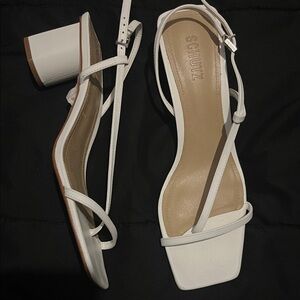 SCHUTZ White Strappy Block Heels size 9 1/2 good condition